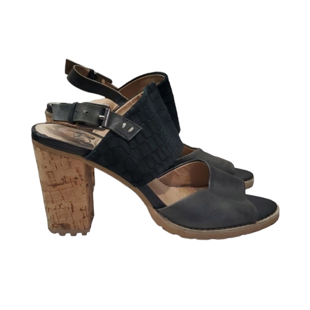 Von Dutch Womens Twotimer Leather Ankle Cork Block Heels shoes sz 7.5M